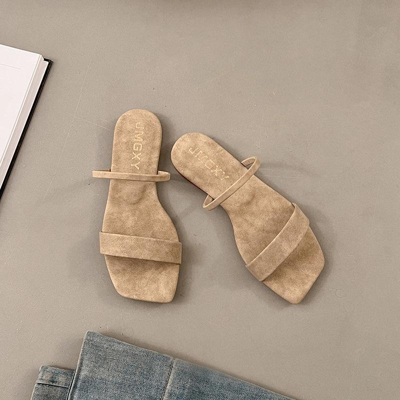 

Тапочки, женские, женская обувь, летние, квадратный носок, «рыбий рот», сандалии, женские, тапочки на плоской подошве 37 хаки