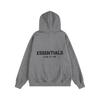 2025 Men's FOG Essentials Black Hooded Sweatshirt with Silicone Lettering and Double Stitching