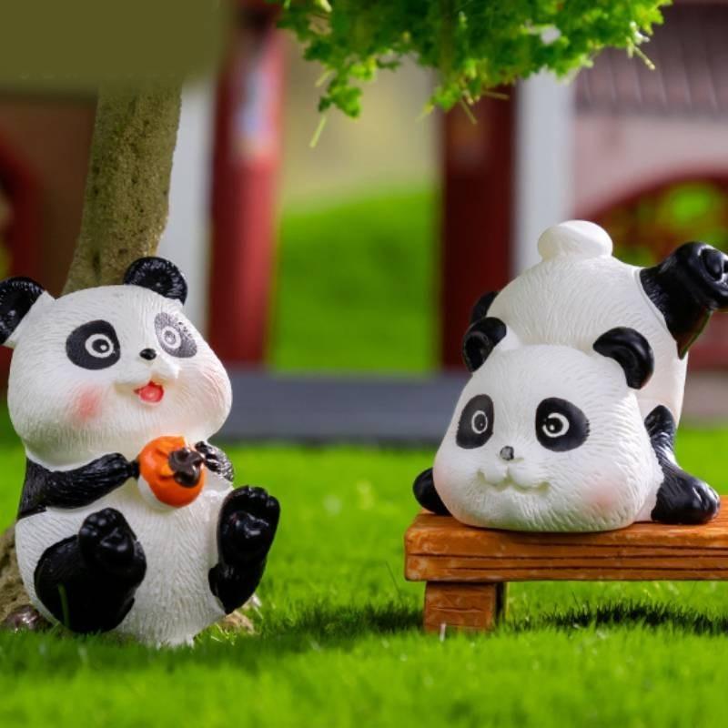 Resin Panda Diy Figurines Microlandscape Craft Set Miniature Tea Decor Party