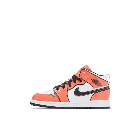 Air Jordan 1 Mid SE PS Turf Orange Children's Basketball Shoes BQ6932-802