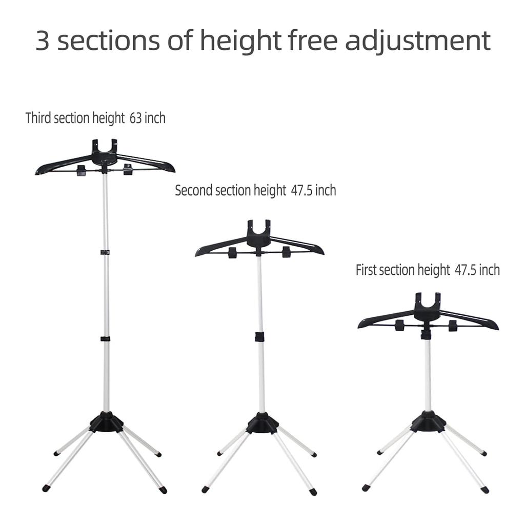 360 Degrees Rotational Ironing Board Adjustable Rods Garment Steamer Rack