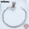 WOSTU 925 Sterling Silber Fatimas Hand Basic Kette Gestapeltes Schlangenkettenarmband für Frauen Charms DIY Blauer Zirkon Edler Schmuck