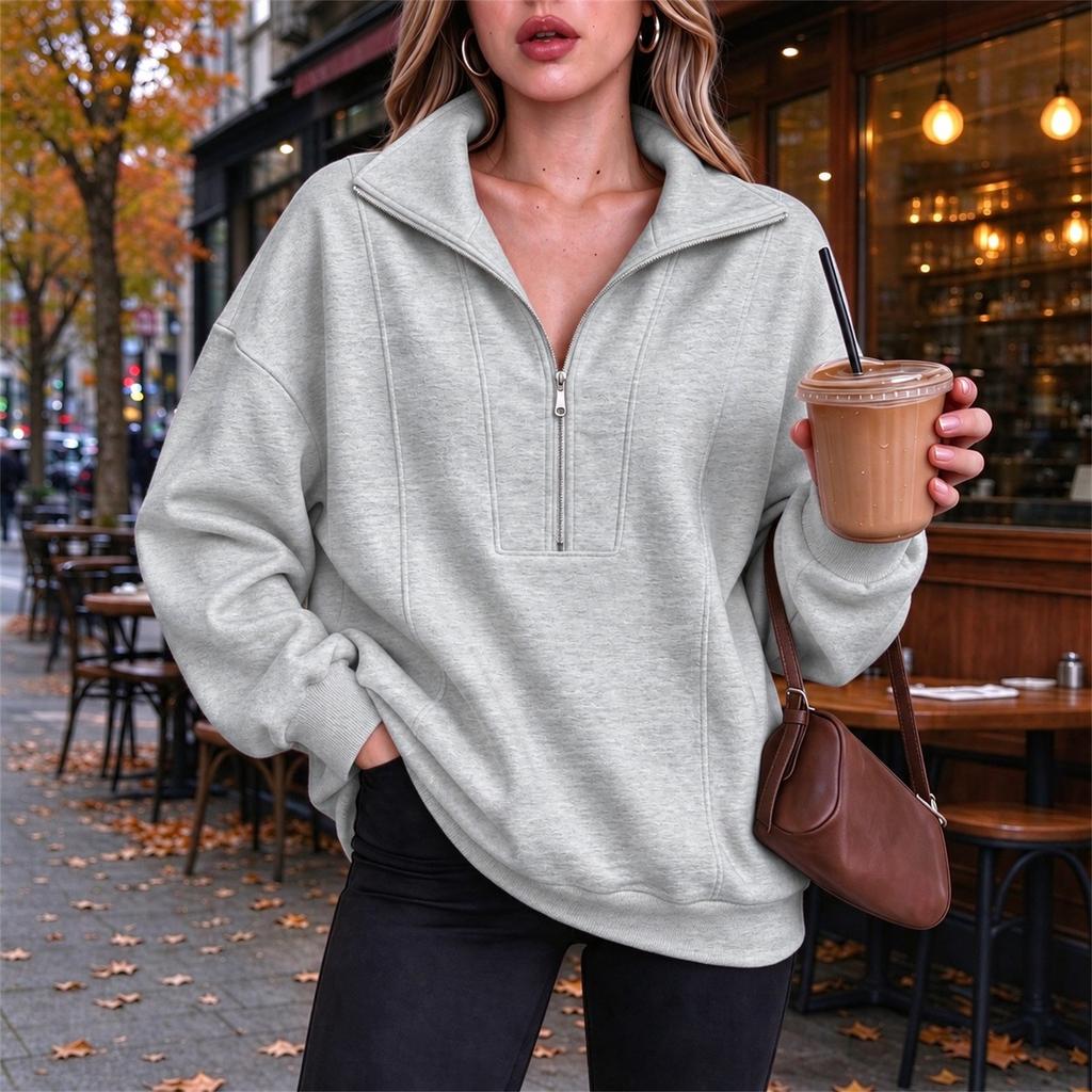 Women's Casual Loose Fit Sweatshirt with Pocket for Workout and Daily Wear