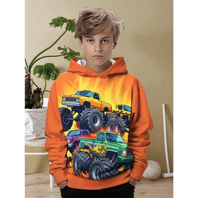 Ropa para niños, sudadera con capucha creativa con estampado 3D para niños, top casual deportivo de manga larga con capucha para niños