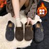 Winter velvet inner height increase Muller cotton shoes women's new one pedal two wear thermal cotton shoes bag and confinement shoes
