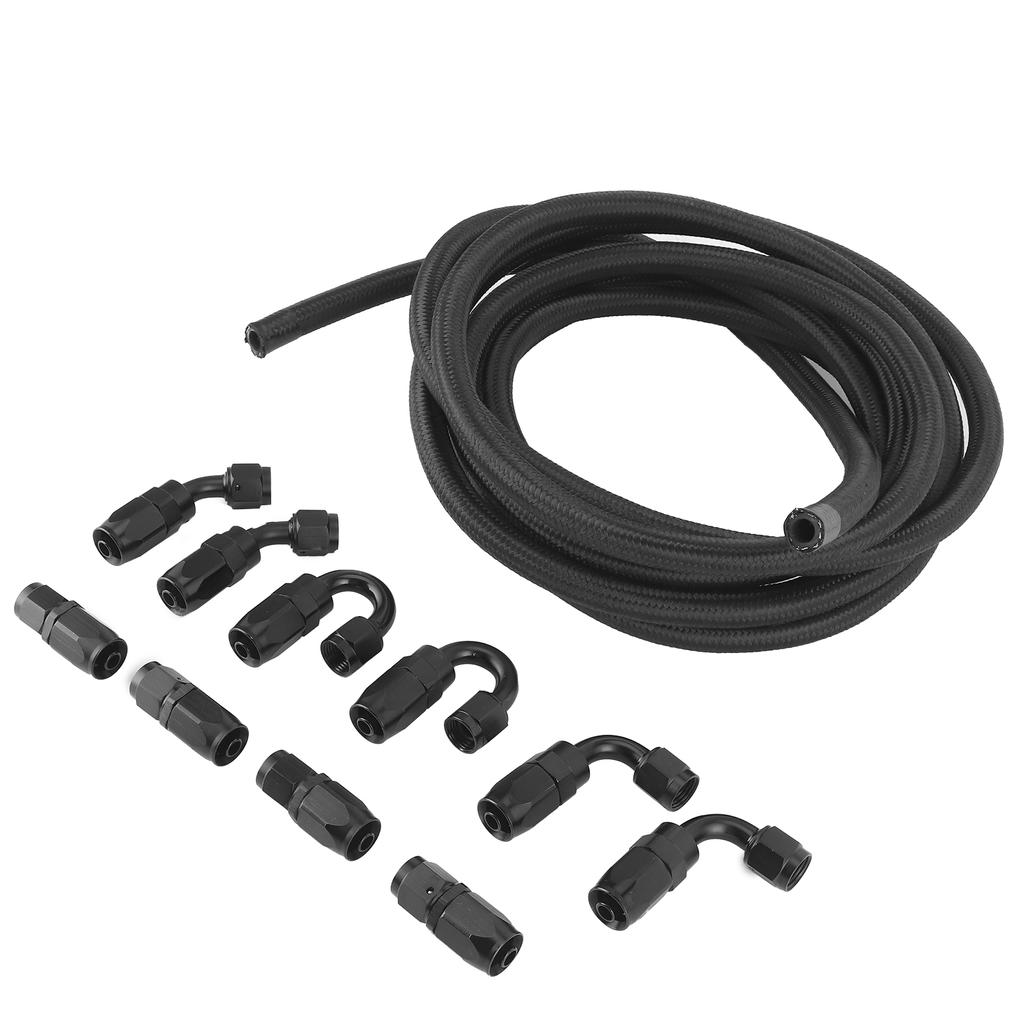 5meters Oil Fuel Hose Line AN6?6AN Fitting Stainless Steel Nylon Braided Straight 45 degrees 90 degrees 180 degrees End