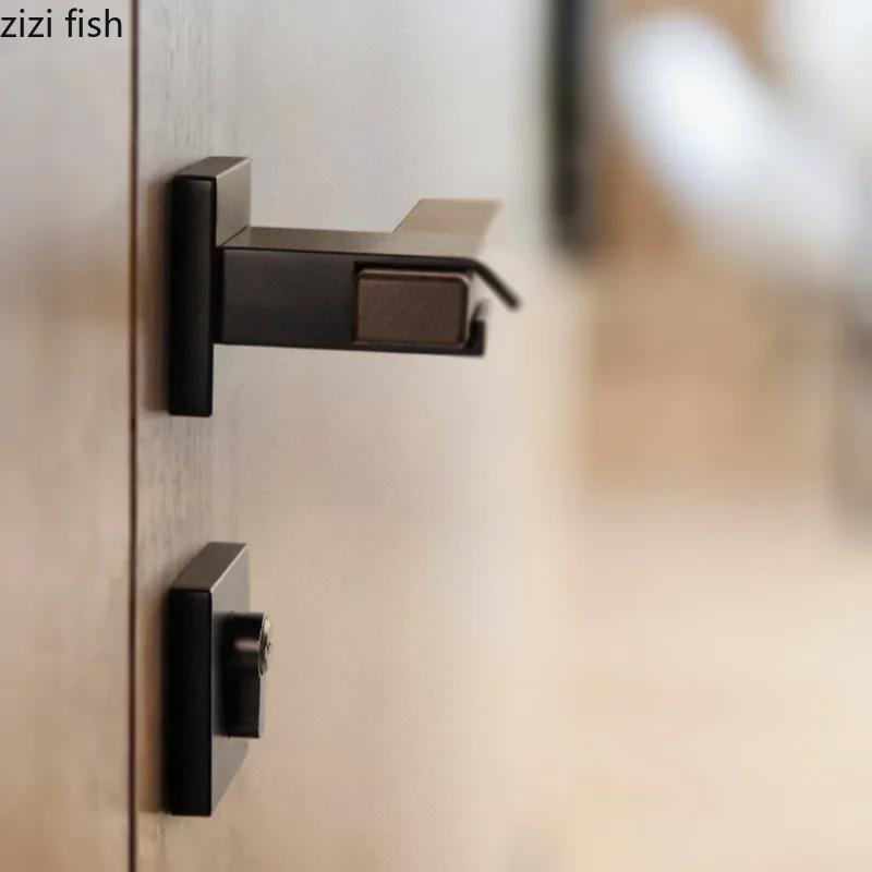 Walnut Door Handle Indoor Metal Door Lock Home Silent Locks Bedroom Magnetic Lock Secure Split Lock Doors Hardware Accessories