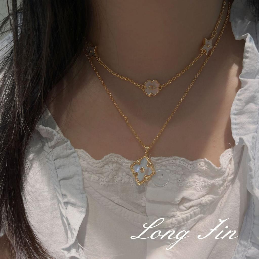 Vintage High Version Star Four-Leaf Clover Fritillary 20 Set Necklace Bracelet Earrings Antique Necklace