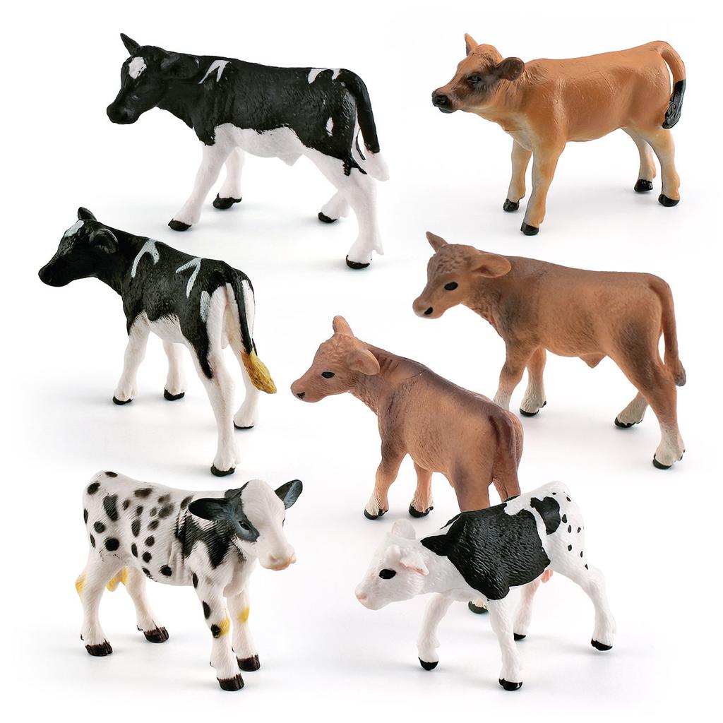 Delightful Farm Pvc Animal Figurines Black Spotted Dairy Cow Yellow Cow Jersey Calf Toys