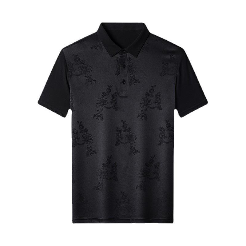 Letní pánské tričko pro střední věk Nové Jednobarevné Krátký rukáv Lemování Trendy