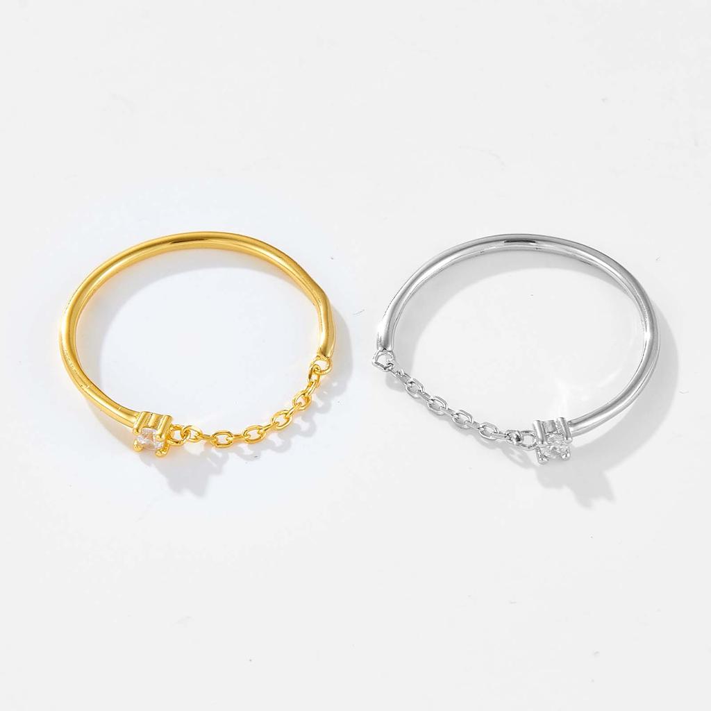 ANDYWEN Inel Lanț Aur Argint Sterling 925 Inel Femei Rock Punk Nuntă Petrecere de Lux Bijuterii Subțiri Cadou