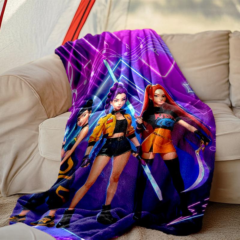 [1pc Kpop Demon Hunters Blanket] All-Season Blanket - Cozy Blanket for Sofa Couch Home Decoration, Digital Printed Nap Blanket