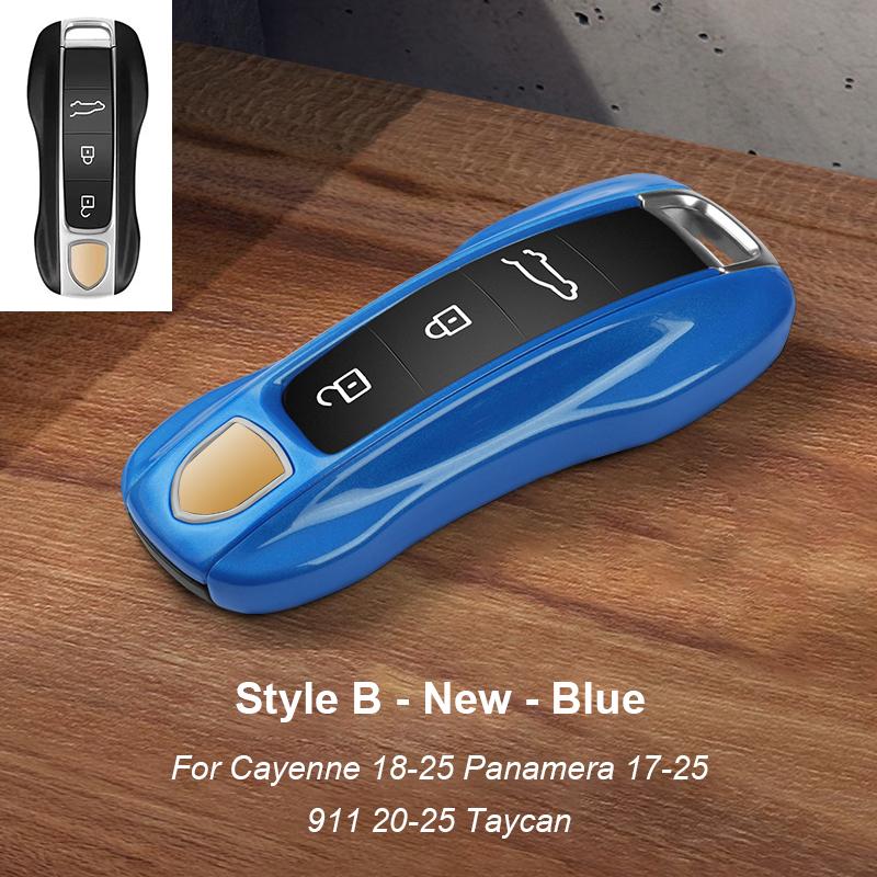 Solid Color ABS For Porsche Panamera Macan 718 Taycan 911 Cayman Boxster 971 Remote Smart Car Key Case Cover Car Accessories