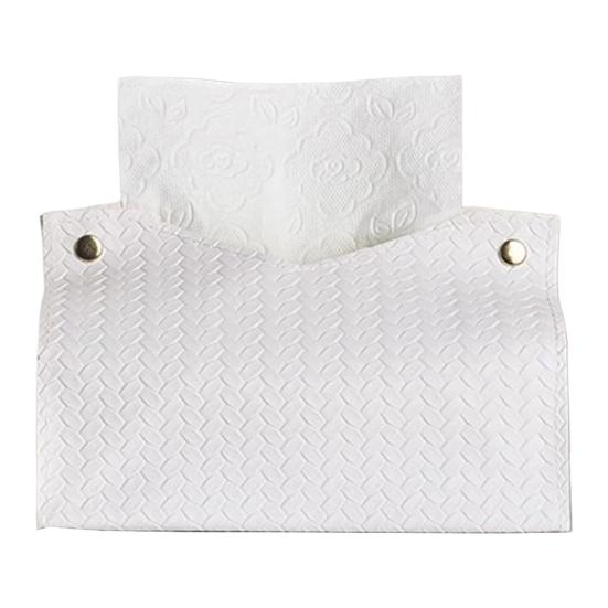Tissue Box PU Leather Tissue Holder Smooth Dispensing Decorative Paper Towel Case Simple Style Organizer for Home Office Desktop