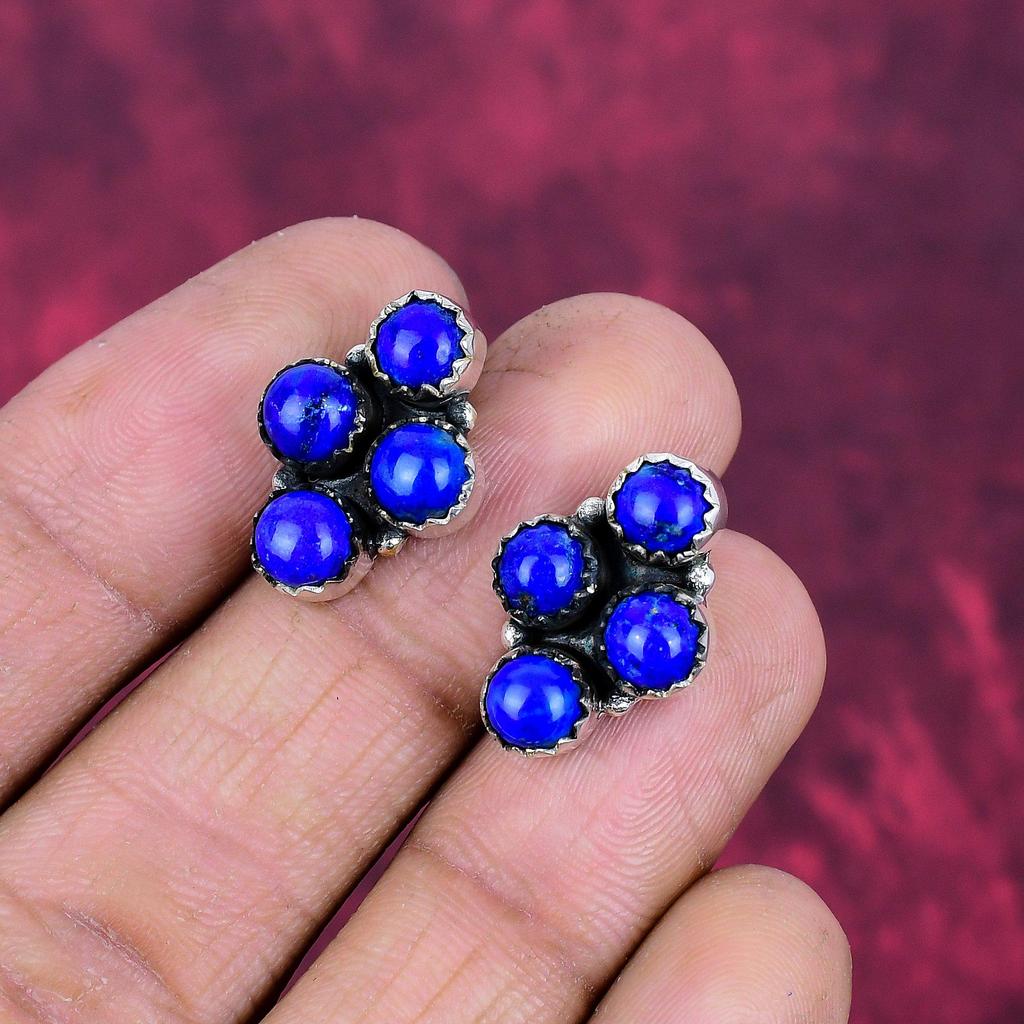 Lapislazuli Ohrringe Edelsteinschmuck, 925 Massiv Sterlingsilber Ohrringe, Handgefertigter Schmuck Geburtssteinohrringe, Geschenk für Ihn