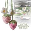 Cute Handmade Flower Knitted Pendant Strawberry Crocheted Car Decoration Rearview Pendant Bag Key Mirror Ornaments Girl Gift