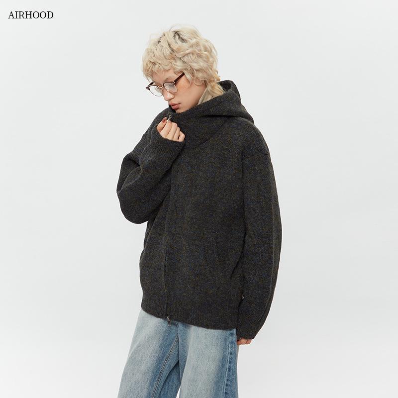 Men's Thick Knit Cardigan - Autumn Winter Solid Color Simple Sweater Coat