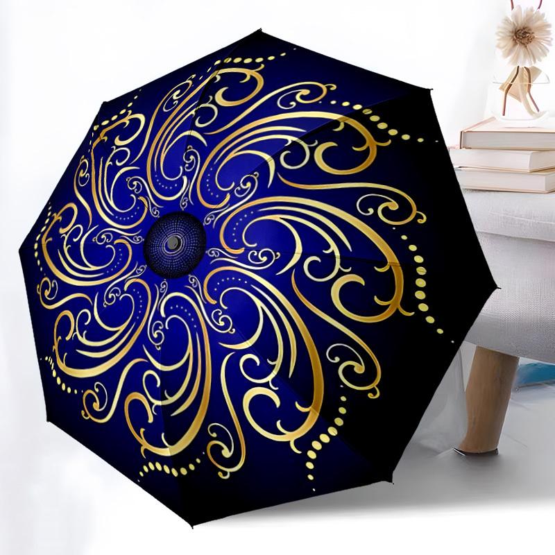 

1pc Golden Swirls Automatic Umbrella - Automatic Opening And Closing, Sturdy Iron Frame, Formal Occasions yy251018143