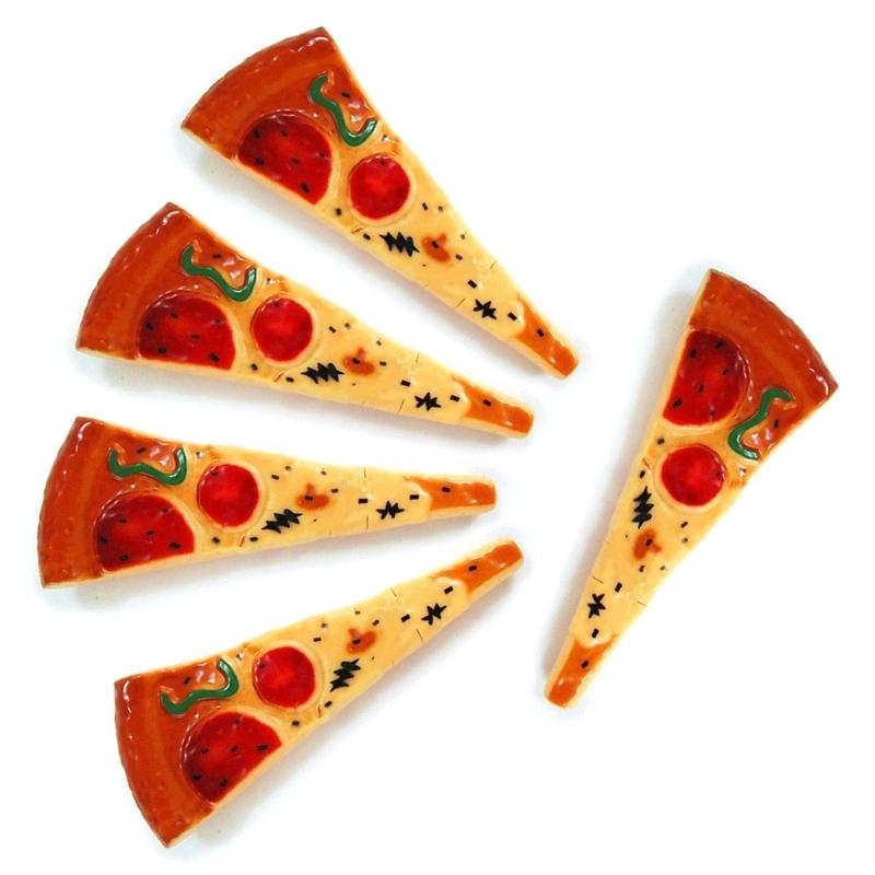 5 Pcs Black Ink Ballpoint Pen  with Magnetic Sticker Smooth Writing Pen Pizza Shaped Signature Pen Refrigerator Sticker 1