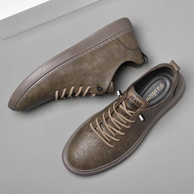 Fashion Genuine Leather Mens Casual Footwear Anti-Slippery Walking Shoes Men Leather Casual Sneakers for Man Designer Skateboard Flats