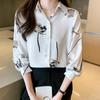 Spring Women's Shirt Long Sleeved Rose Printed Western-style Oversized Chiffon Shirt Long Sleeved Top