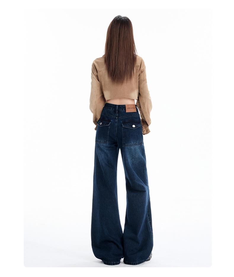 Dam 2025 Höst Retro Vida Ben Låg Midja Lätt Utsvängda Lösa Jeans