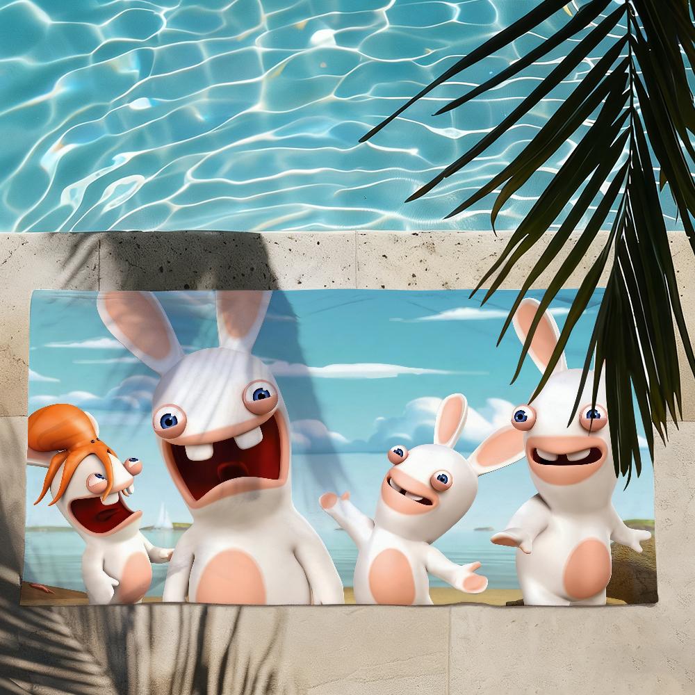 Cartoon R-Raving Cute R-Rabbids Funny Towel Shower Sauna Travel Spa Quick Dry Gym Accessories Soft Large Beach Towels