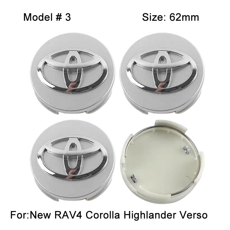 2026 Nové Pro Toyota 57/62mm Dekorativní odznak krytka středového krytu kola auta Krytky nábojů pro Toyota C-hr Rav4 Yaris Hilux Avensis Prius