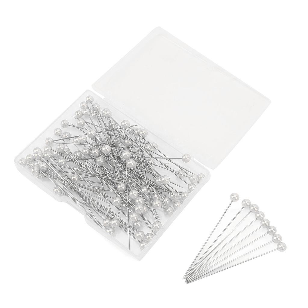 100Pcs Pearlized Head Pins Sewing Quilting Straight for Bouquets Floral Fabric