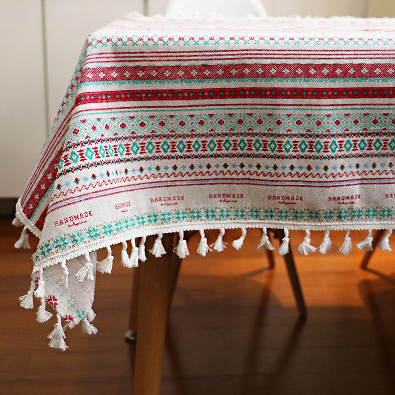 Nordic Cotton Linen Tablecloth Soft Comfortable Durable Waterproof Heat Insulation Square Tassel Trendy Fresh Dining Table Cloth