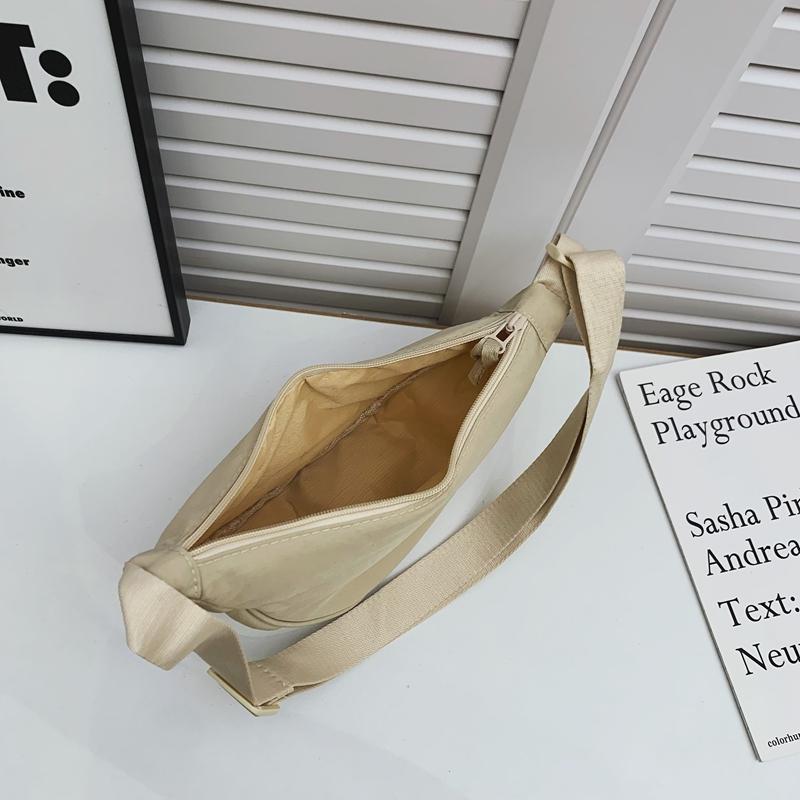 Borsa a spalla da donna casual tinta unita a forma di raviolo, semplice, in nylon, grande capacità, per viaggi all'aperto, pendolarismo, borsa a tracolla, borsa in tela da portare sotto l'ascella