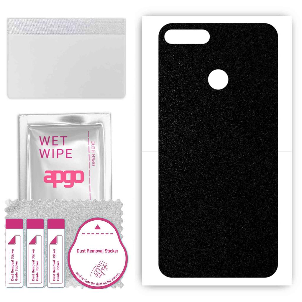 apgo Protective Skin Sticker for the back compatible with Honor 7A, Wrap Film, Foil, Vinyl - Pattern Matte Black