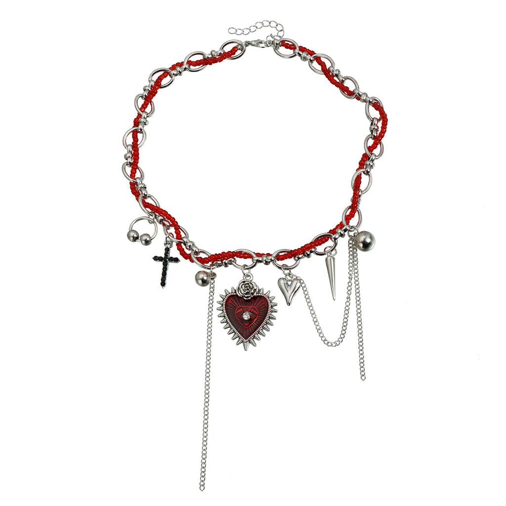Dark Less Love Necklace ins Spice Girl Wind Cross Cone Element Necklace