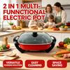 Casserole électrique multifonctionnelle 2 en 1 pour griller et cuisiner, poêle antiadhésive pour la maison