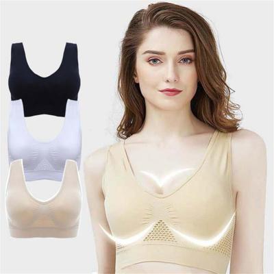 3er-Pack nahtloser Sport-BH für Damen, atmungsaktiv, kabellos, Push-Up-BH mit Pads, Yoga, Laufen, Fitness, Bralettes, Übergröße