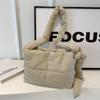 Solid Color Shoulder Messenger Bags Large Capacity Down Cotton Padded Shopping Bag Lightweight Quilted Totes for Women Girls