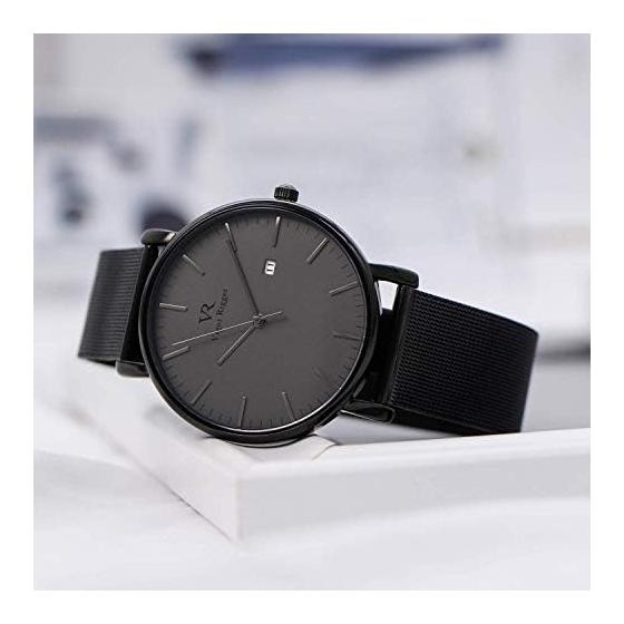 [BUREI] Men's Stylish Simple Popular Waterproof Analog Arm Watch Brand Business Thin Quartz Black Gray Men's Watch