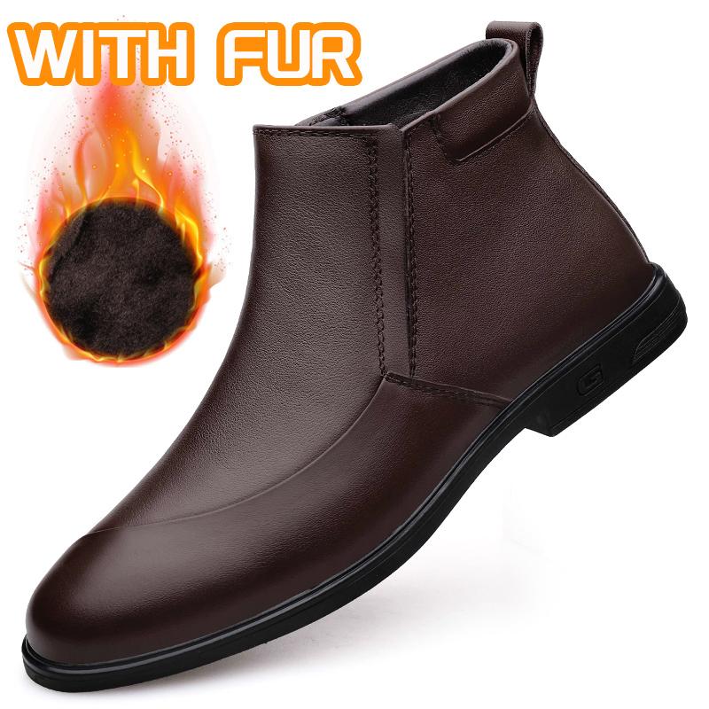 

Fashion High Quality Chelsea Boots for Men Handmade Genuine Leather Mens Ankle Boots Business Slip-On Mens Business High Top Shoes Botas 46