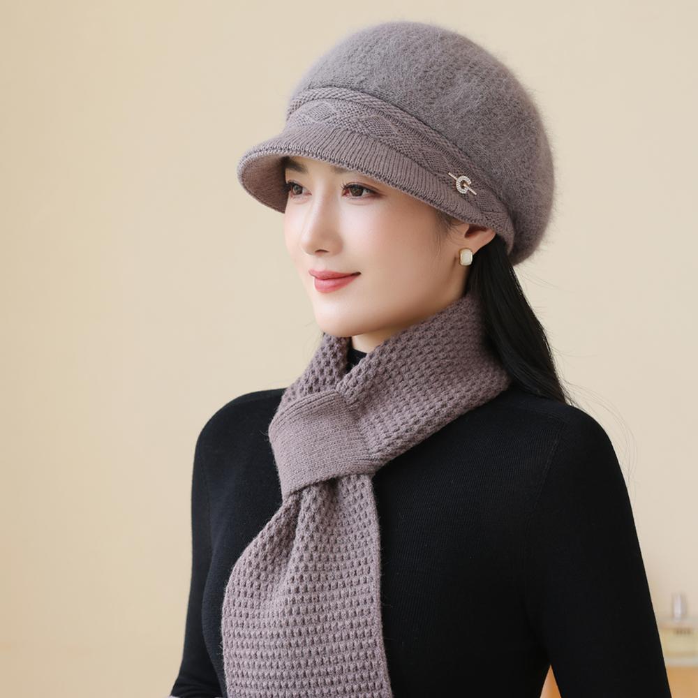 

Новый женский модный зимний теплый набор Плюшевая подкладка из искусственного меха Модные шляпы для женщин Повседневная вязаная шапка из смеси кроличьего меха Уличная одежда Set（56cm-60cm）