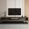 TV Cabinet, with 3 Drawers and Open Compartment, with LED Lighting and Golden Accents, Modern Lowboard with Plenty of Storage Space
