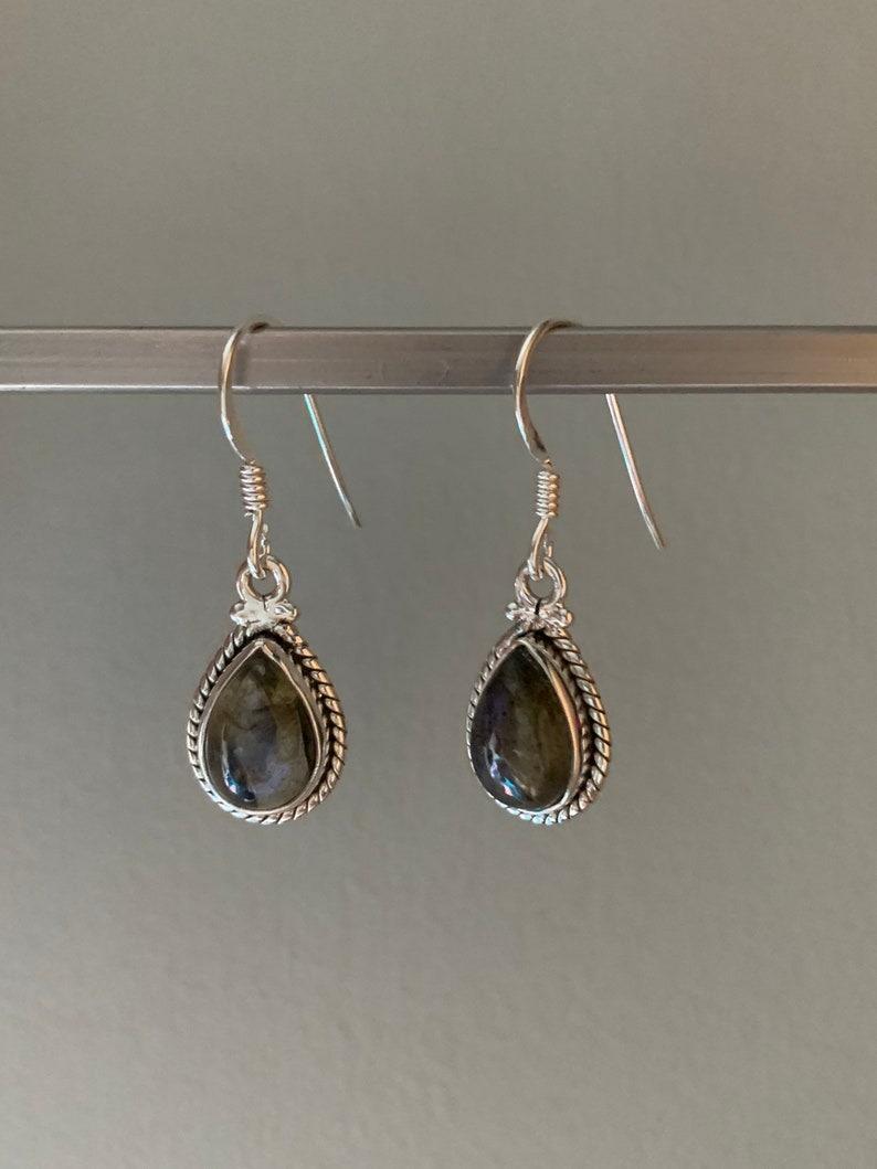 Solid 925 Sterling Silver Labradorite Gemstone Earring boho Earring Gift For Her Statement Earring Silver Jewelry