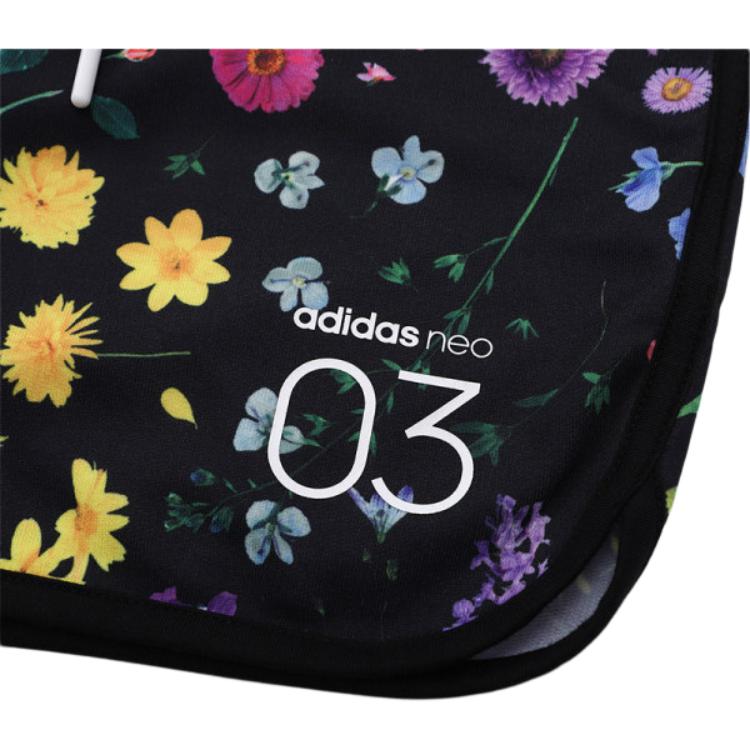 adidas Neo Floral Print Lace-Up Sports Casual Shorts Women Shorts Black CV9242
