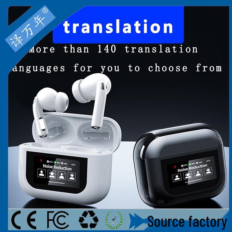 

«Bluetooth-гарнитура для перевода с цветным дисплеем, технологией кондукции и ушными вкладышами для синхронного перевода на несколько языков» белый