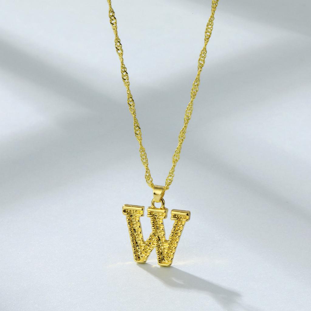 Chic Alloy Alphabet Necklace 26 English Letters With Sleek Snake Chain Length Adjustable