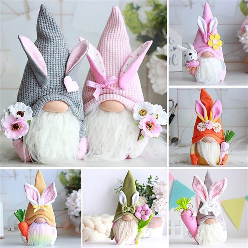 Easter Faceless Gnome Rabbit Doll Spring Easter Festival Party Home Decorations Kids Gift Favor Rabbit Carrot Ornament