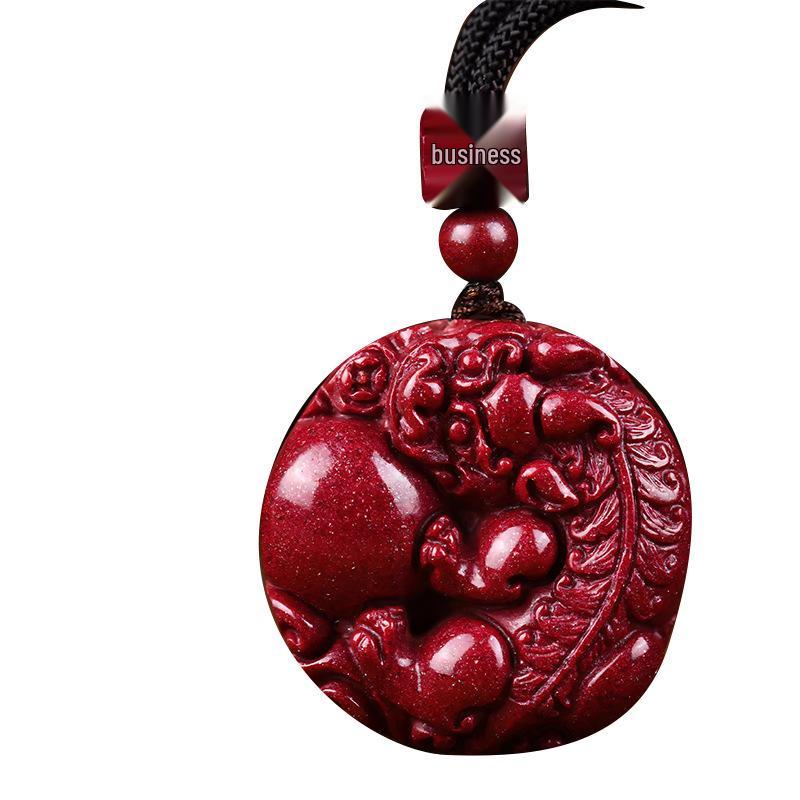 Cinnabar Purple Gold Sand Pixiu Wealth Pendant for Women - Zodiac Year Charm