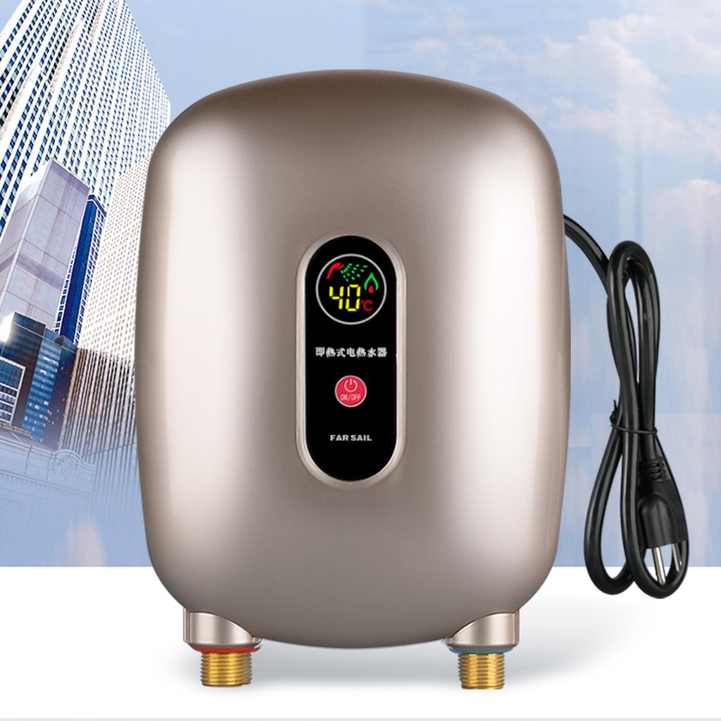 Electric Water Heater Waterproof Hot Water Quick Heating Heater Led Display Tankless Water Heater 3000w 110V