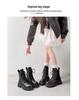 Thick-Soled Melard Women's British-Style Lace-Up Martin Boots, 2025 Round-Toe Chunky Heel Mid-Calf Short Boots