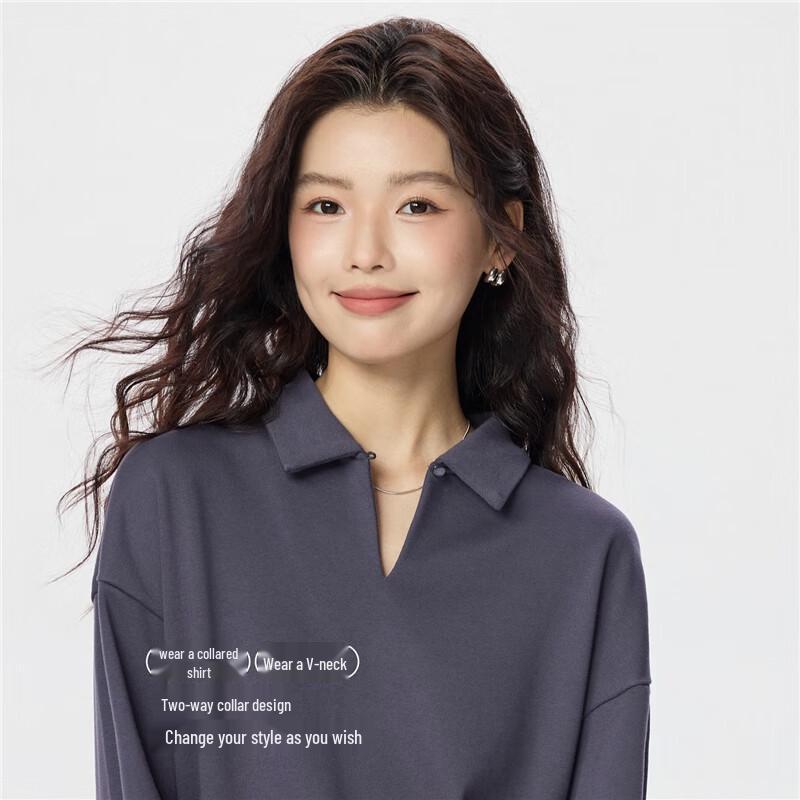 Giordano Women's V-Neck Two-Way Loose Fit Sweatshirt