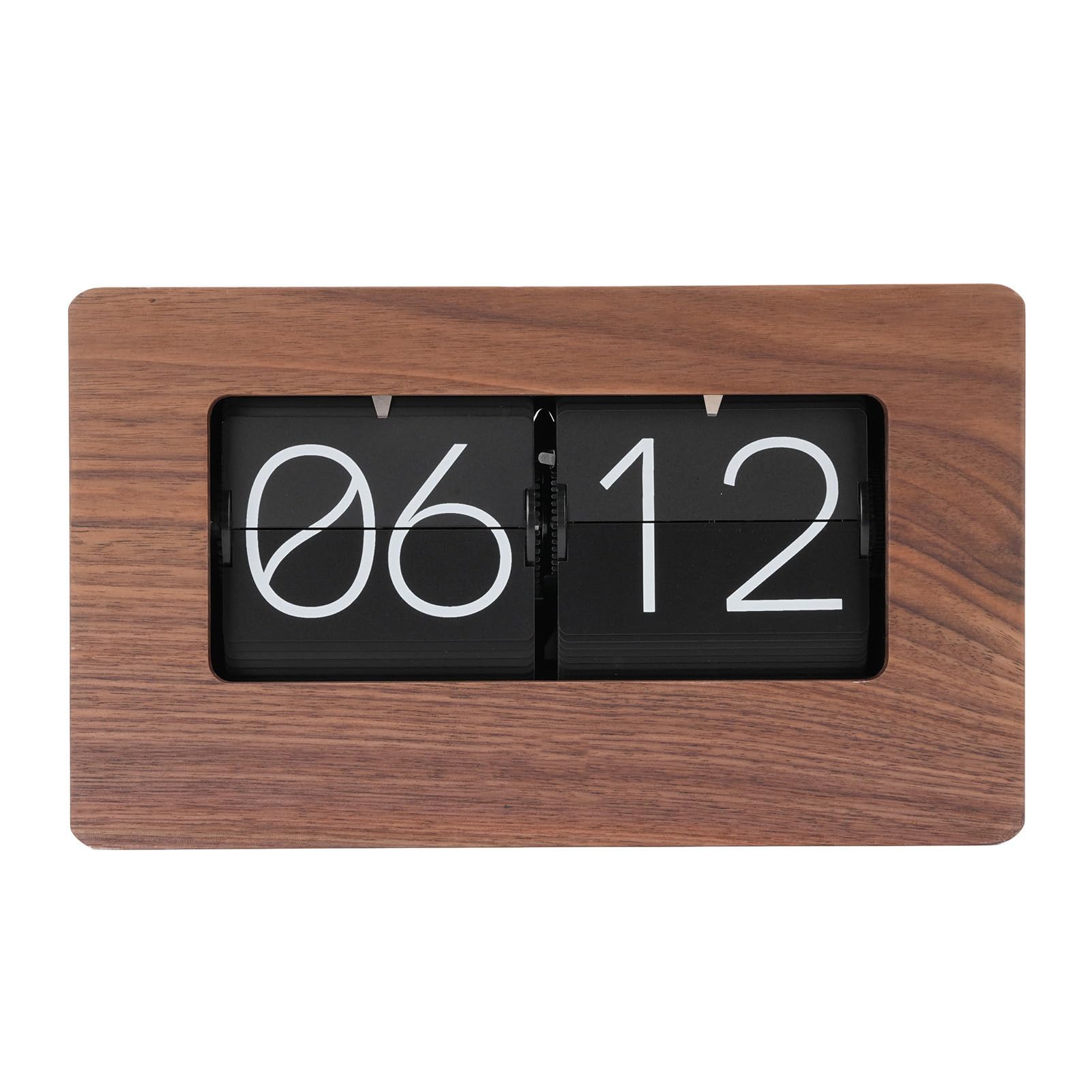 TOPINCN Flip Clock, Retro Desktop Ornament, Flip Clock, 24-Hour Display, Wooden Table Clock